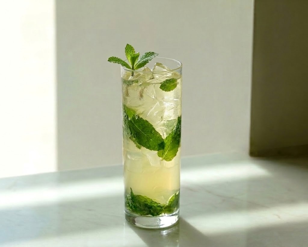 Minted Lemon Tonic in a highball glass with mint garnish